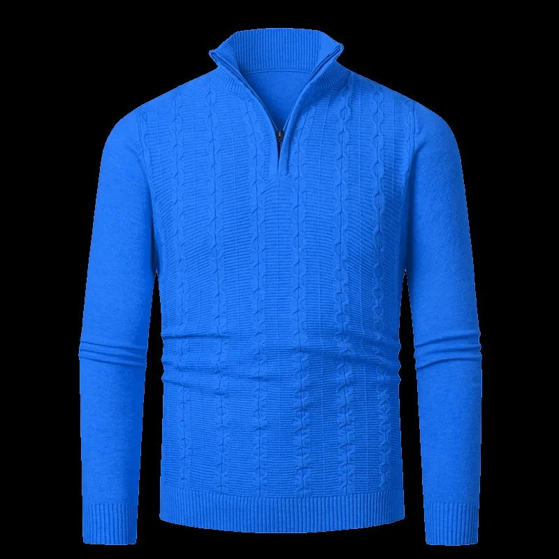 men´s wool cable knit half zip