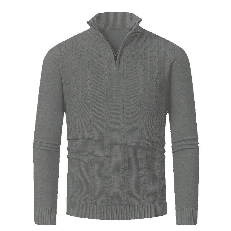 men´s wool cable knit half zip