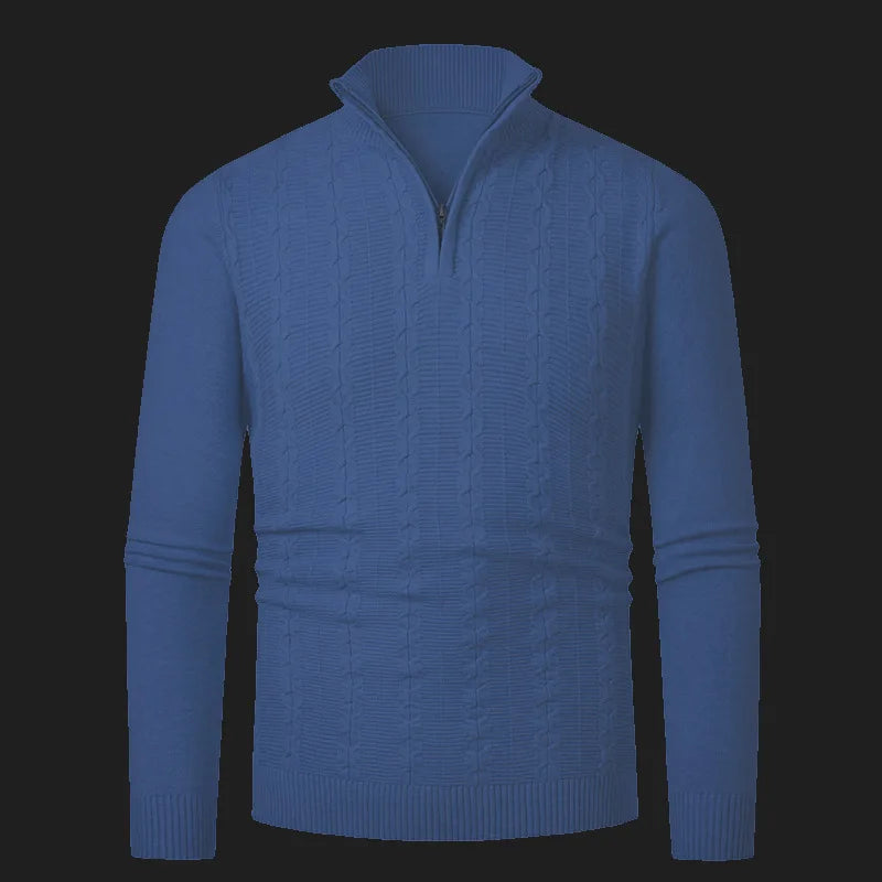men´s wool cable knit half zip