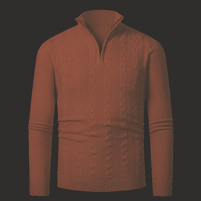 men´s wool cable knit half zip