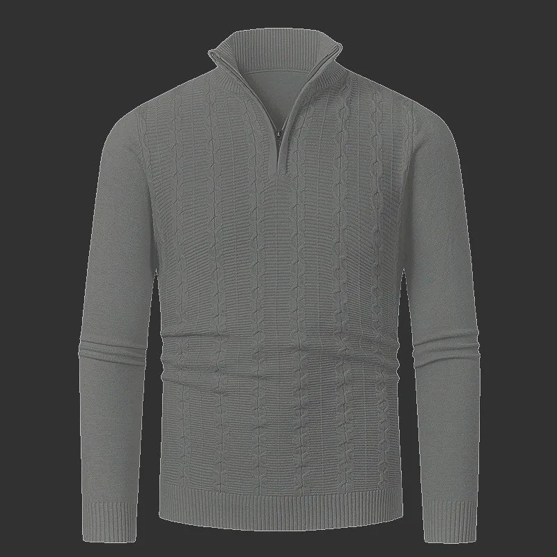 men´s wool cable knit half zip