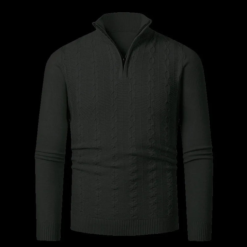 men´s wool cable knit half zip